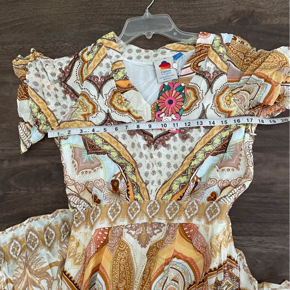 ANTHROPOLOGIE Farm Rio V Neck Flutter Sleeve Dress - Picture 9 of 15